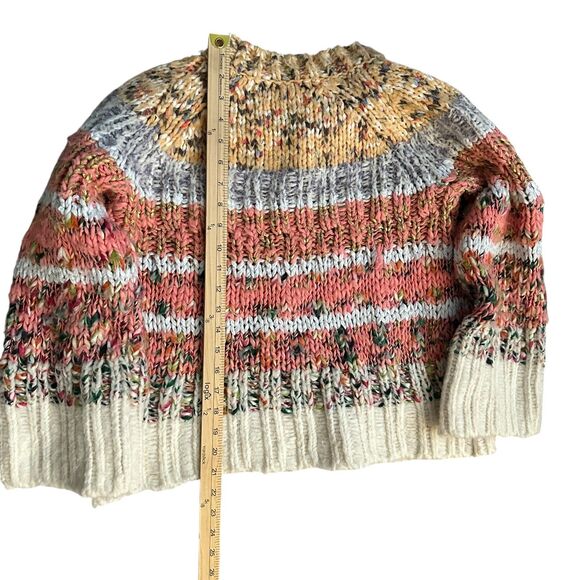 A by Anthropologie Pink Yellow Striped Chunky Oversized Boxy Sweater Size XS - Picture 4 of 7